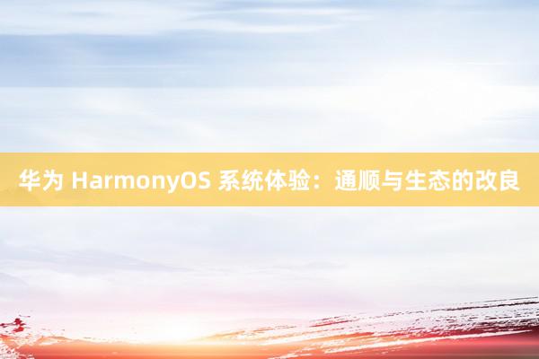 华为 HarmonyOS 系统体验：通顺与生态的改良